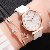 Luxury Watch with Bracelet for Women - Quartz Wristwatch Magnetic / Leather Strap