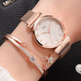 Luxusuhr mit Armband für Damen - Quarz-Armbanduhr mit Magnet- / Lederarmband