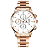 Luxuriöse Business-Uhr für Herren – Datumskalender mit Quarz-Edelstahlband und 3 Hilfszifferblättern