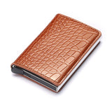 Portemonnee met RFID-creditcardhouder - Vintage leren aluminium etui met geldclip