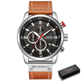 Luxe horloge voor heren met leren band - Quartz Sportchronograaf Polshorloge Klok