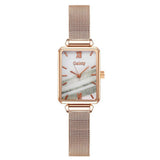 Luxe vierkant horloge voor dames - leren armband met quartz wijzerplaat
