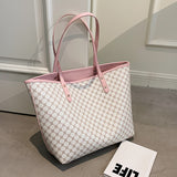 Tweedelige set luxe tote handtas voor dames - Designer gestreepte schouder boodschappentas