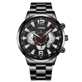 Stainless Steel Sports Watch for Men - Quartz Wristwatch Calendar Luminous Clock Steel