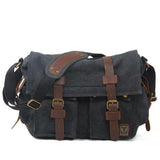 Men's Canvas Leather Messenger Bag - Big Satchel Shoulder Briefcase Travel Handbag