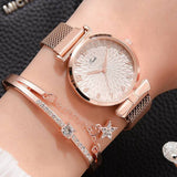 Luxury Watch with Bracelet for Women - Quartz Wristwatch Magnetic / Leather Strap