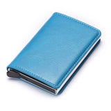 Portemonnee met RFID-creditcardhouder - Vintage leren aluminium etui met geldclip