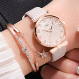 Luxusuhr mit Armband für Damen - Quarz-Armbanduhr mit Magnet- / Lederarmband