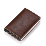 RFID-Kreditkartenhalter-Geldbörse - Vintage-Leder-Aluminium-Etui mit Geldscheinklammer