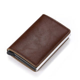 Portemonnee met RFID-creditcardhouder - Vintage leren aluminium etui met geldclip