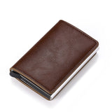 Portemonnee met RFID-creditcardhouder - Vintage leren aluminium etui met geldclip