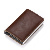 Portemonnee met RFID-creditcardhouder - Vintage leren aluminium etui met geldclip