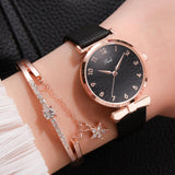Luxusuhr mit Armband für Damen - Quarz-Armbanduhr mit Magnet- / Lederarmband