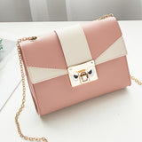 Handtas in contrasterende kleur met gouden ketting - Schoudertas voor dames met metalen schoudertas