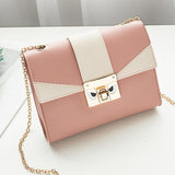 Handtas in contrasterende kleur met gouden ketting - Schoudertas voor dames met metalen schoudertas
