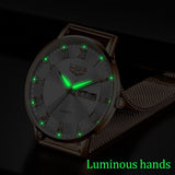 Ultradun luxe horloge voor dames - quartz kalenderklok roestvrij staal waterdicht horloge