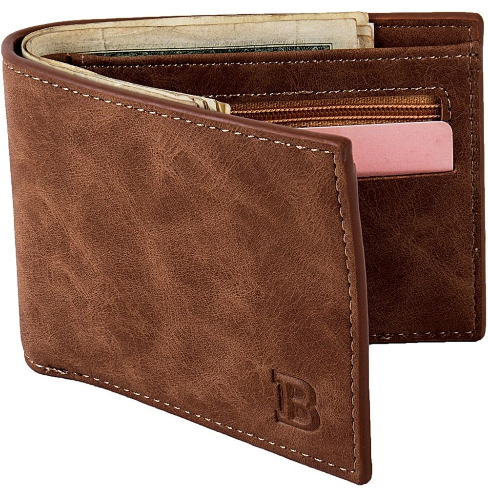 Leather Purse Men Wallet Luxury  Credit Card Phone Holder Pouch