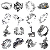 Vintage Silver Dragon Ring - Simple Charm Cute Design Jewelry Animal Rings Iron Alloy
