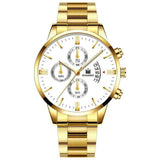Luxuriöse Business-Uhr für Herren – Datumskalender mit Quarz-Edelstahlband und 3 Hilfszifferblättern