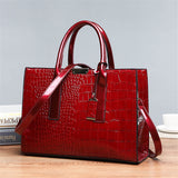 Grote draagtas portemonnee set - steen print lakleer crossbody schouder handtas voor dames