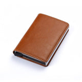 RFID Credit Card Holder Wallet - Vintage Leather Aluminium Case with Money Clip