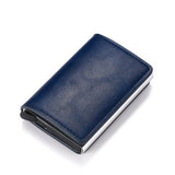 RFID-Kreditkartenhalter-Geldbörse - Vintage-Leder-Aluminium-Etui mit Geldscheinklammer