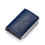 Portemonnee met RFID-creditcardhouder - Vintage leren aluminium etui met geldclip