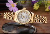 Luxe gouden horloge voor dames - strass quartz horloge waterdicht polshorloge