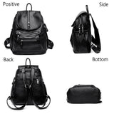 Vintage PU Leather Backpack for Women - Shoulder Travel School Mochilas Zipper Bag