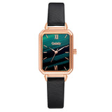 Luxe vierkant horloge voor dames - leren armband met quartz wijzerplaat