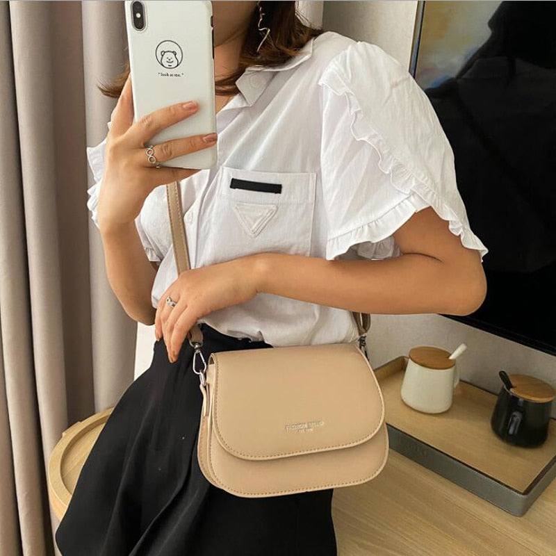 Solid Color Vintage Small Shoulder Bag Luxury Handbags Women Crossbody Bags  Designer Female Shoulder Messenger Bag Bolsa
