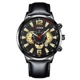 Stainless Steel Sports Watch for Men - Quartz Wristwatch Calendar Luminous Clock Leather