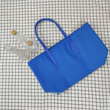 Sac fourre-tout grande capacité pour femme - Sac à main à fermeture éclair en PVC avec revêtement imperméable aux couleurs macarons