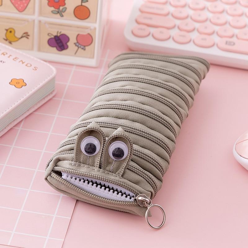 Creative Caterpillar Zipper Pencil Case - School Bag Pen Holder Case P –