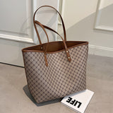 Tweedelige set luxe tote handtas voor dames - Designer gestreepte schouder boodschappentas