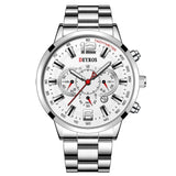 Stainless Steel Sports Watch for Men - Quartz Wristwatch Calendar Luminous Clock Leather
