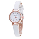 Vintage horloge met kleine wijzerplaat voor dames - lederen band armband quartz klok polshorloge