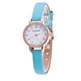Vintage horloge met kleine wijzerplaat voor dames - lederen band armband quartz klok polshorloge