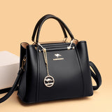 Soft Leather Handbag for Women - Luxury Designer 3 Layer Shoulder Crossbody Bag