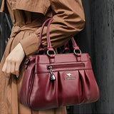 Vintage handtas met handvat voor dames - Leren designer draagtas