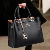 Soft Leather Handbag for Women - Luxury Designer 3 Layer Shoulder Crossbody Bag