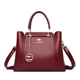 Zachte lederen handtas voor dames - Luxe designer 3-laags schoudertas