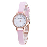 Vintage horloge met kleine wijzerplaat voor dames - lederen band armband quartz klok polshorloge