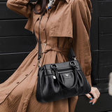 Vintage handtas met handvat voor dames - Leren designer draagtas