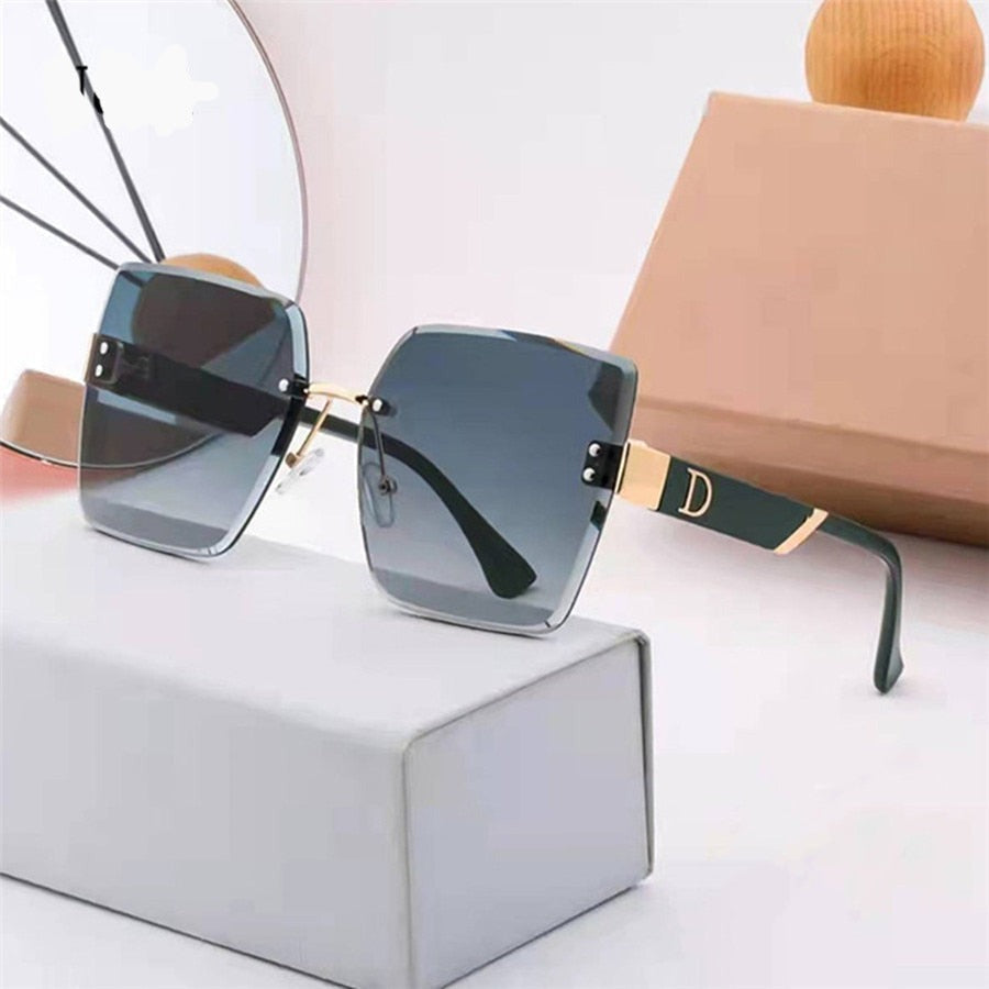 Oversized Rimless Square Sunglasses