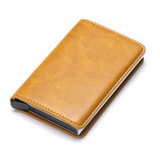 Portemonnee met RFID-creditcardhouder - Vintage leren aluminium etui met geldclip