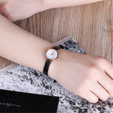 Vintage horloge met kleine wijzerplaat voor dames - lederen band armband quartz klok polshorloge