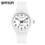 Fashion Sanda Top Brand Calenda Quartz Watch Minimalism Style Ladies Wristwatch Simple Black White Waterproof Watch Clock Reloj