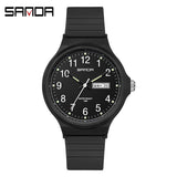 Fashion Sanda Top Brand Calenda Quartz Watch Minimalism Style Ladies Wristwatch Simple Black White Waterproof Watch Clock Reloj