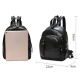 Casual Waterproof Leather Backpack - Large Capacity